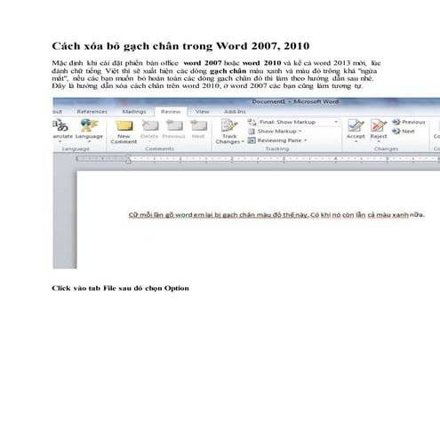 Cách xóa bỏ gạch chân trong word 2007, 2010