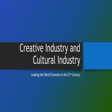 Cci1 lec 1 definition of creative industry