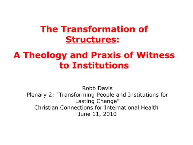 CCIH 2010 transformation presentation