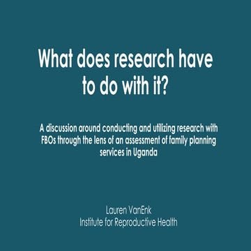 FBOs and Research on Family Planning Services in Uganda | PDF