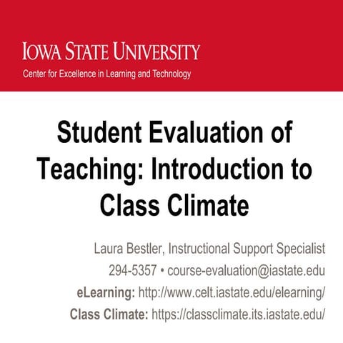 Student Evaluation of Teaching: Intro to Class Climate