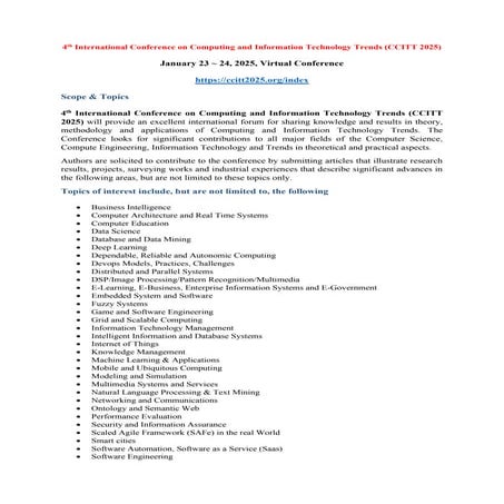4th International Conference on Computing and Information Technology Trends (...