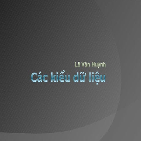 CáC KiểU Dữ LiệU