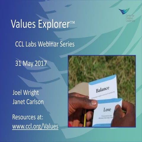 Values Explorer, CCL Labs Webinar Series