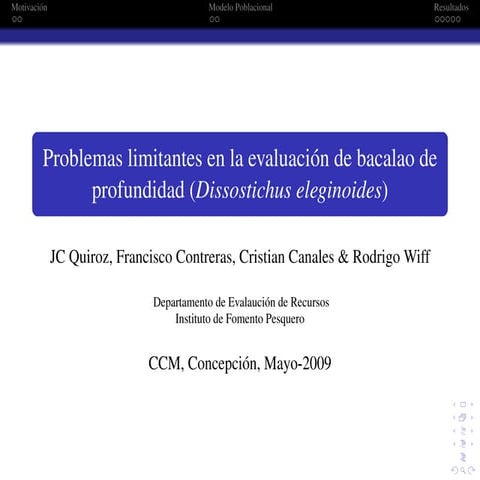 Problamas en la evaluación de stock de bacalao de profundiad