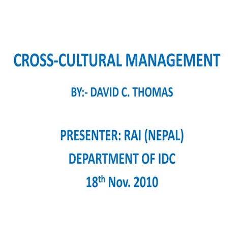 CROSS CULTURAL MANAGEMENT | PPTX