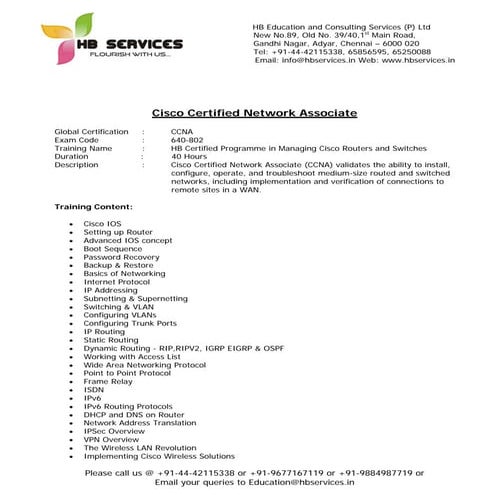Ccna   HB Educational Services