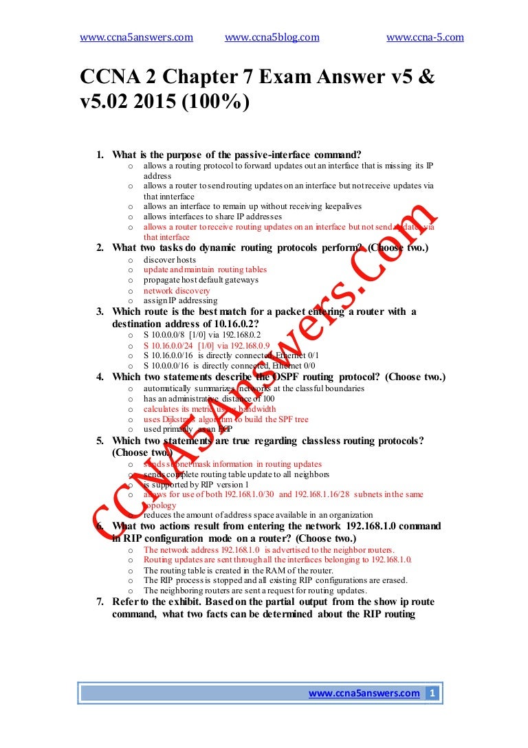 Ccna 2 chapter 7 exam answer v5