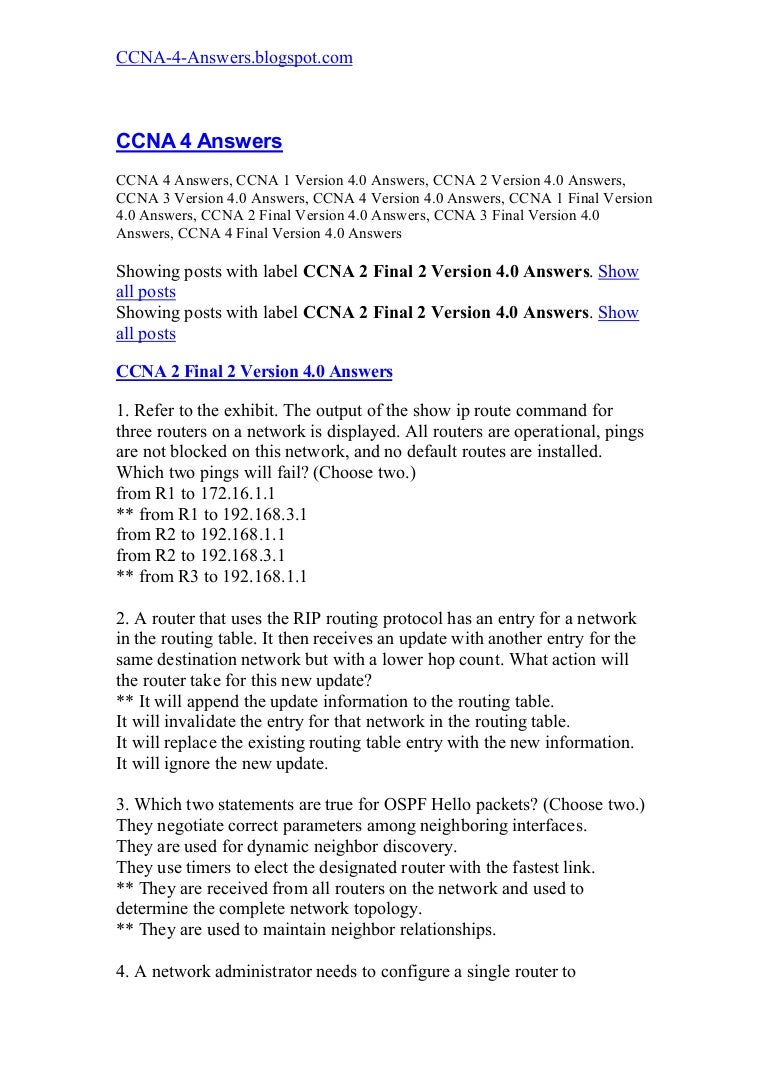 Ccna 2 Final 2 Version 4 0 Answers Ccna 2 Final 2 Version 4 0 Answers