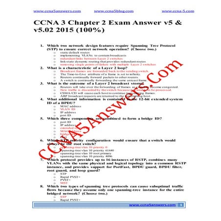 Ccna 3 chapter 2 exam answer v5