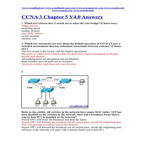 Ccna 3 chapter 5 v4.0 answers 2011