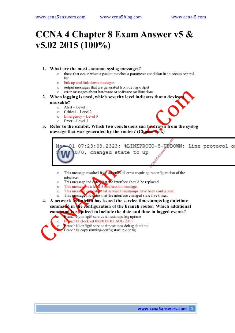 Ccna 1 Chapter 8 Exam Answers