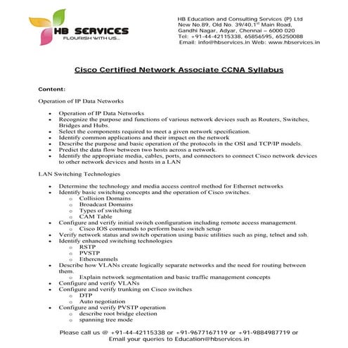 Ccna new syllabus - www.hbservices.in