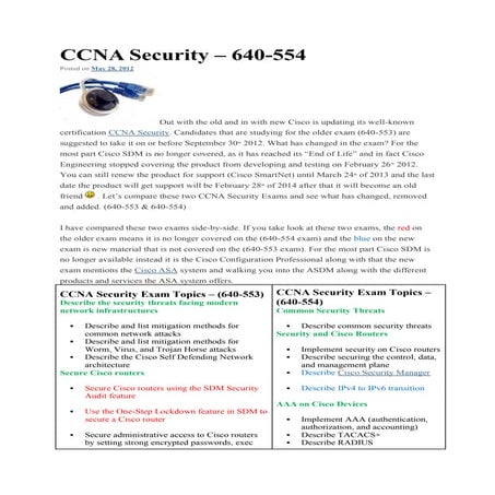 Ccna security comparison