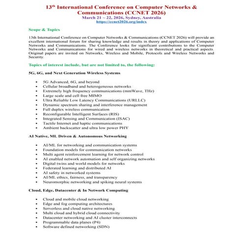 Call for Papers - 13th International Conference on Computer Networks ...
