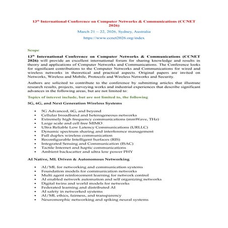 12th International Conference on Computer Networks & Communications ...