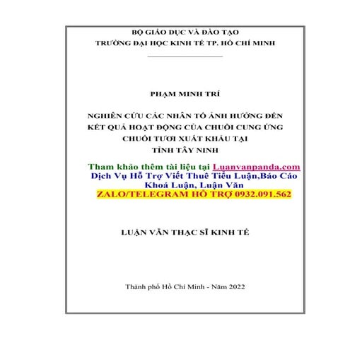 Các Nhân Tố Ảnh Hưởng Đến Kết Quả Hoạt Động Của Chuỗi Cung Ứng Chuối Tươi Xuấ...