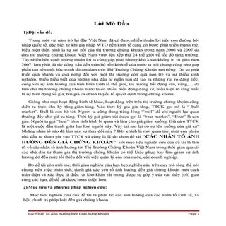 Các nhân tố ảnh hưởng tới giá chứng...