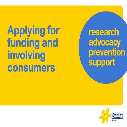Applying for funding and involving consumers