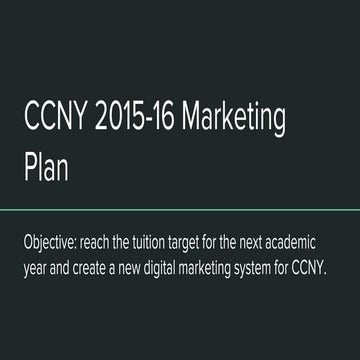 CCNY Marketing Plan 2015-2016 