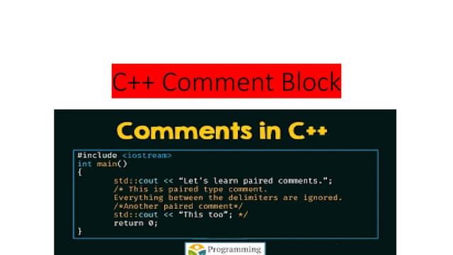 C++ comment Block In C++Programming Pdf | PPT