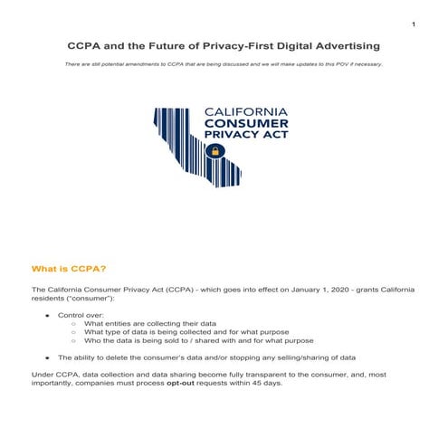 CCPA and the Future of Privacy-First Digital Advertising