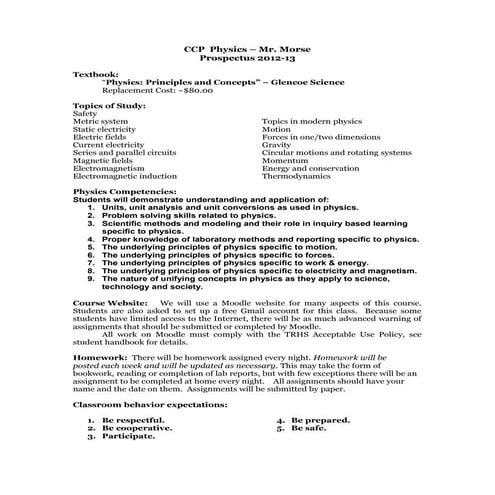 Ccp physics prospectus