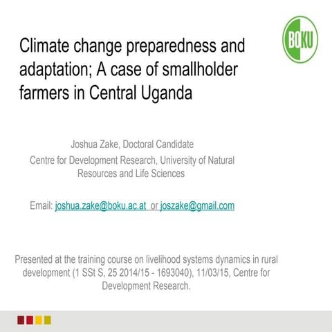 Climate change preparedness and adaptation: a case of smallholder farmers in ...