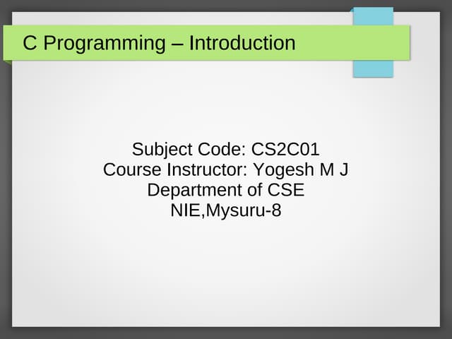 C Programming Slides for 1st Year Engg students