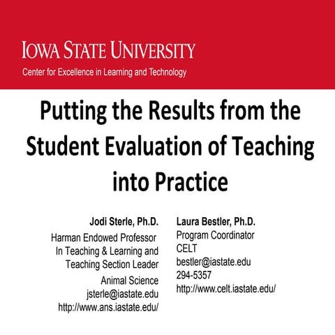 Putting the Results into Practice