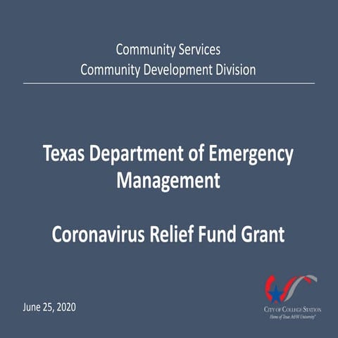TDEM Coronavirus Relief Fund Grant