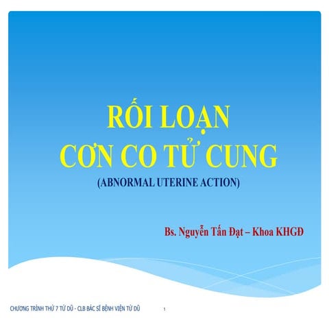 RỐI LOẠN CƠN CO TỬ CUNG