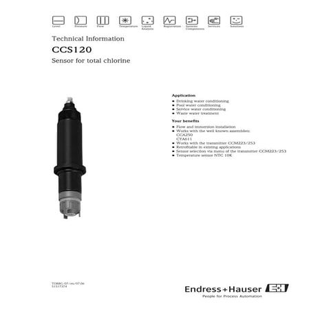 CCS 120 endress+hauser datasheet-sensor for total chlorine
