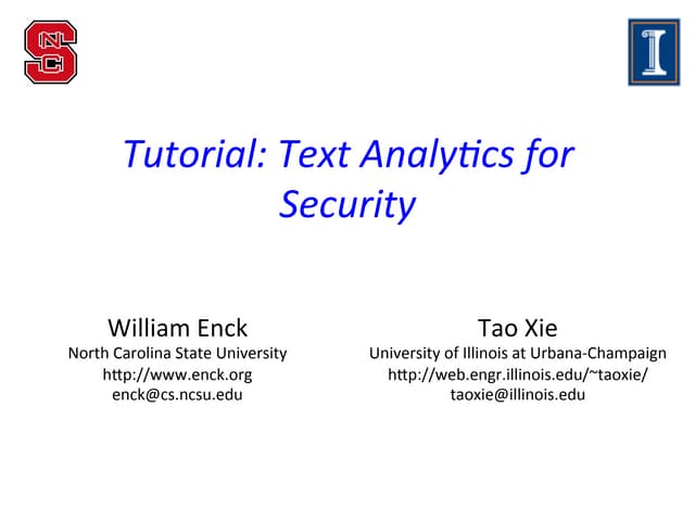 Text Analytics for Security