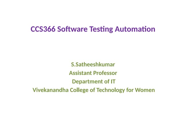 CCS366 Softwares Testing Automation.pptx