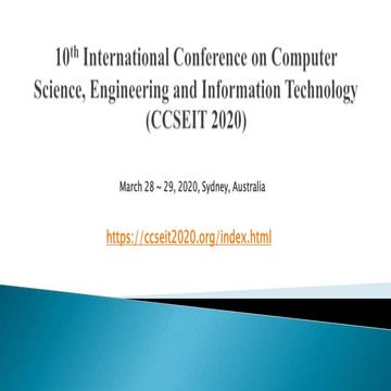 call for papers - 10th International Conference on Computer Science, Engineering and Information Technology (CCSEIT 2020)