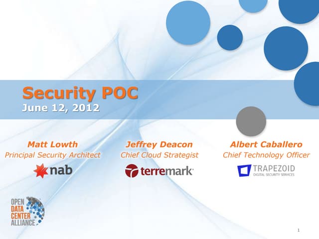 Forecast 2012 Panel: Security POC NAB, Terremark, Trapezoid