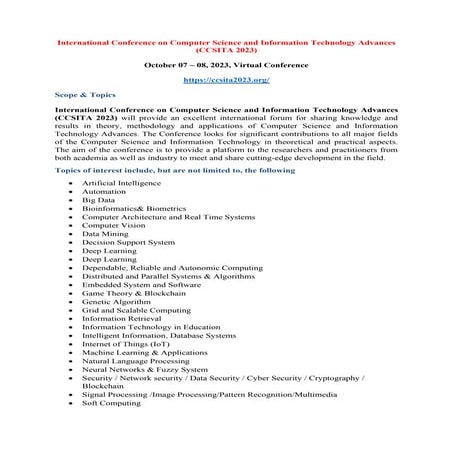 International Conference on Computer Science and InformationTechnology Advanc...