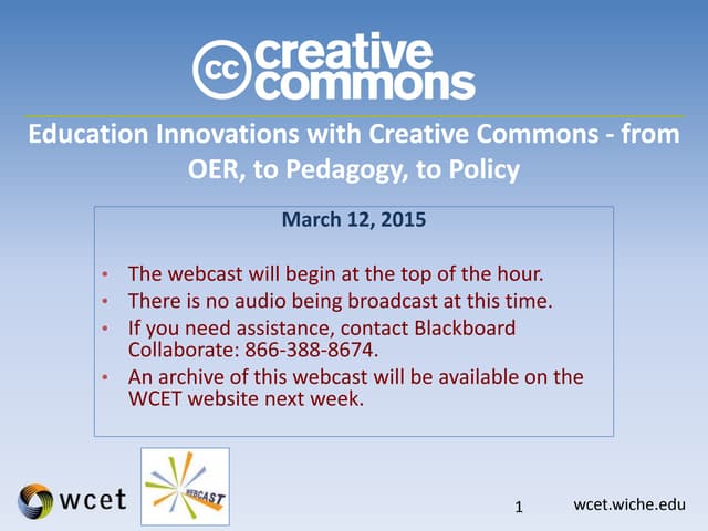 Education Innovations with Creative Commons - from OER, to Pedagogy, to Policy