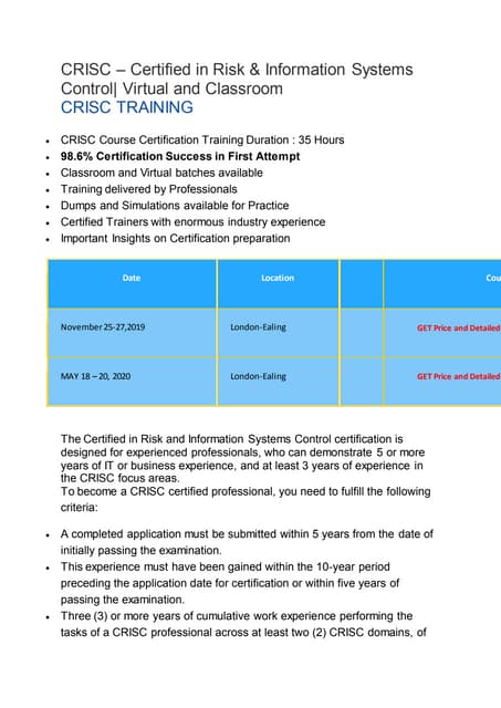 crisc prep course