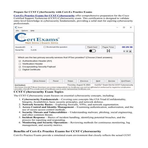Cert-Ex Practice Exams for CCST CyberSecurity
