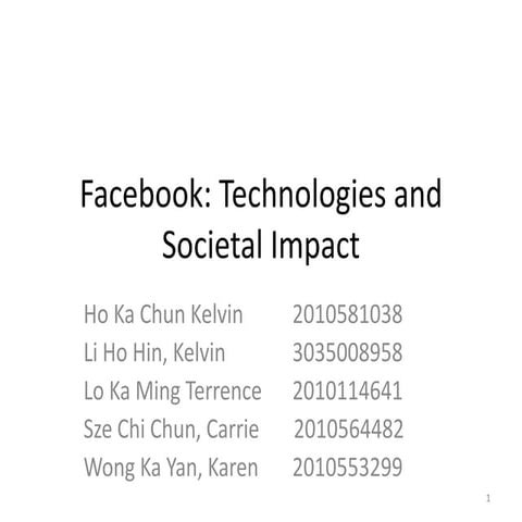Facebook: Technologies and Societal Impact
