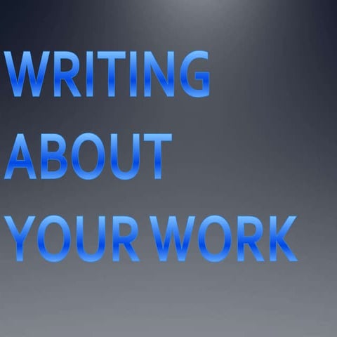 Artist' Statement: writing about your work workshop