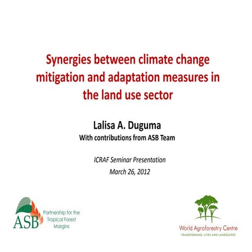 Synergies between climate change mitigation and adaptation measures in the la...