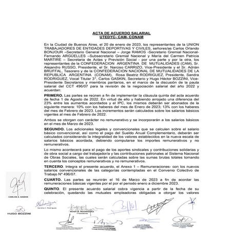 Nuevo Acuerdo Salarial CCT 496-07 - Acuerdo Salarial Revisión 2022