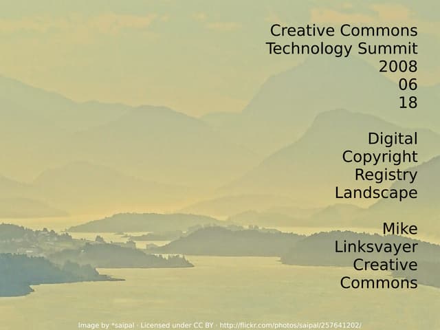 CC Tech Summit: Digital Copyright Registry Landscape