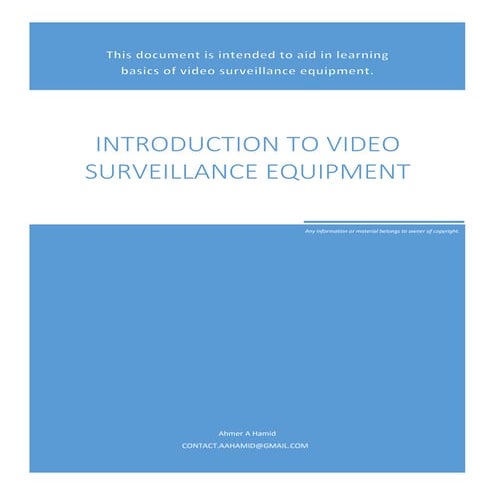 Video Surveillance Equipment (Introduction)