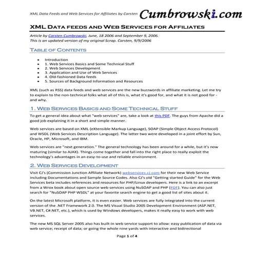 Xml Data Feeds And Web Services For Affiliates