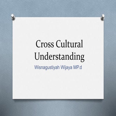CROSS CULTURAL UNDERSTANDING-INTRODUCTION