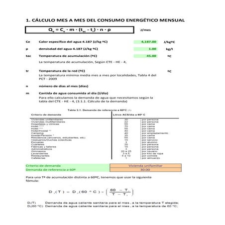 Cáculo de la superficie colectora y del acumulador